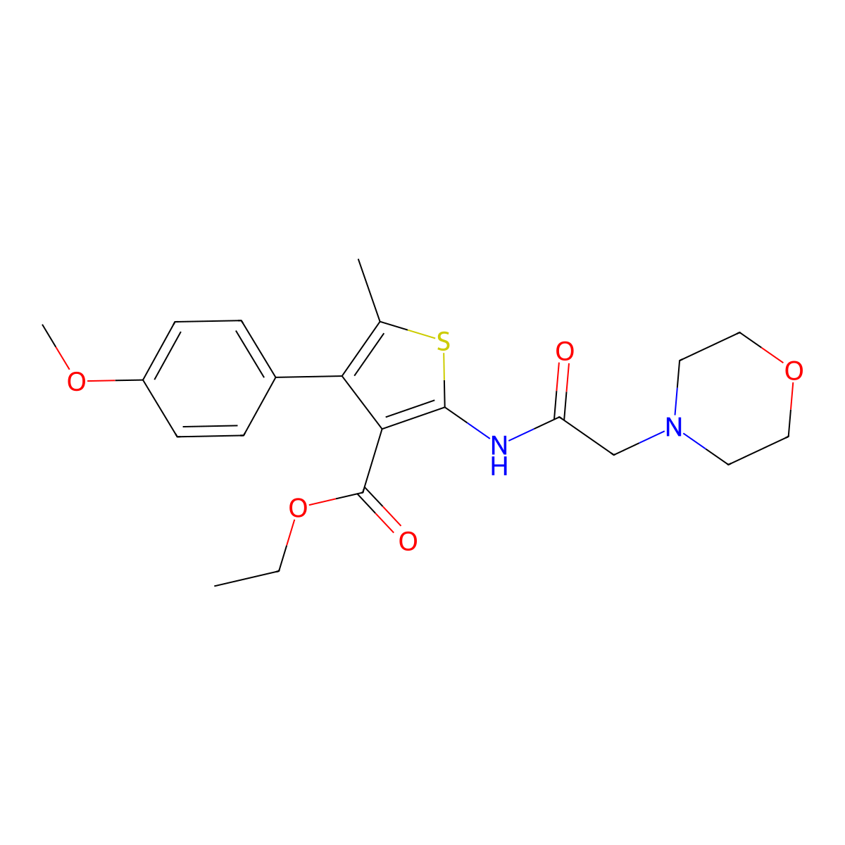 Ethyl 4-(4-methoxyphenyl)-5-methyl-2-(2-morpholinoacetamido)thiophene-3-carboxylate molecular structure, CAS 683780-14-5