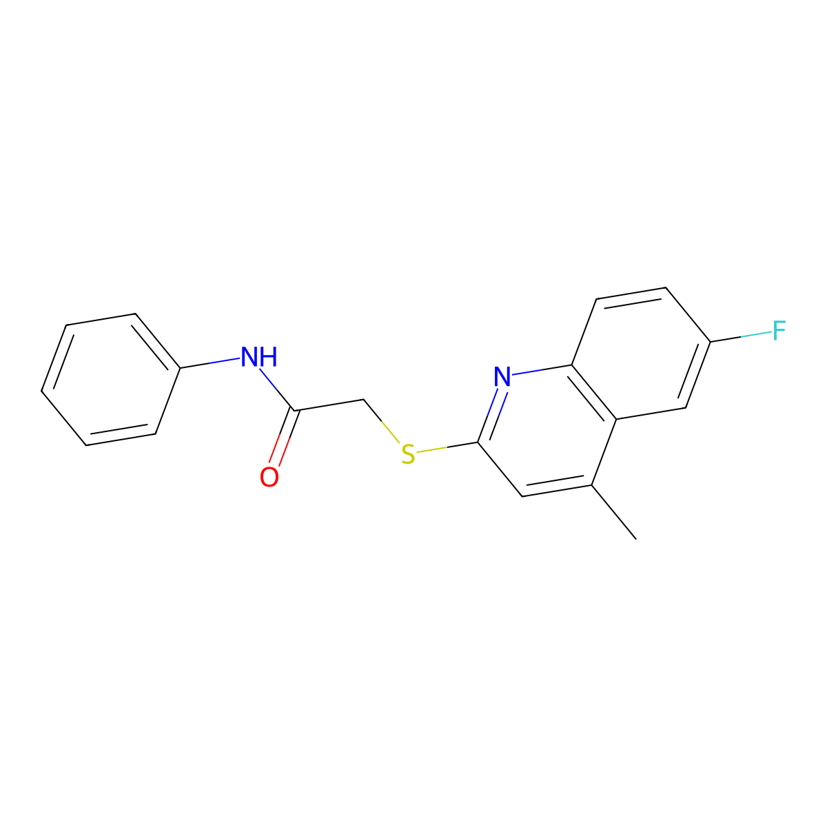 2-((6-fluoro-4-methylquinolin-2-yl)thio)-N-phenylacetamide molecular structure, CAS 683780-27-0
