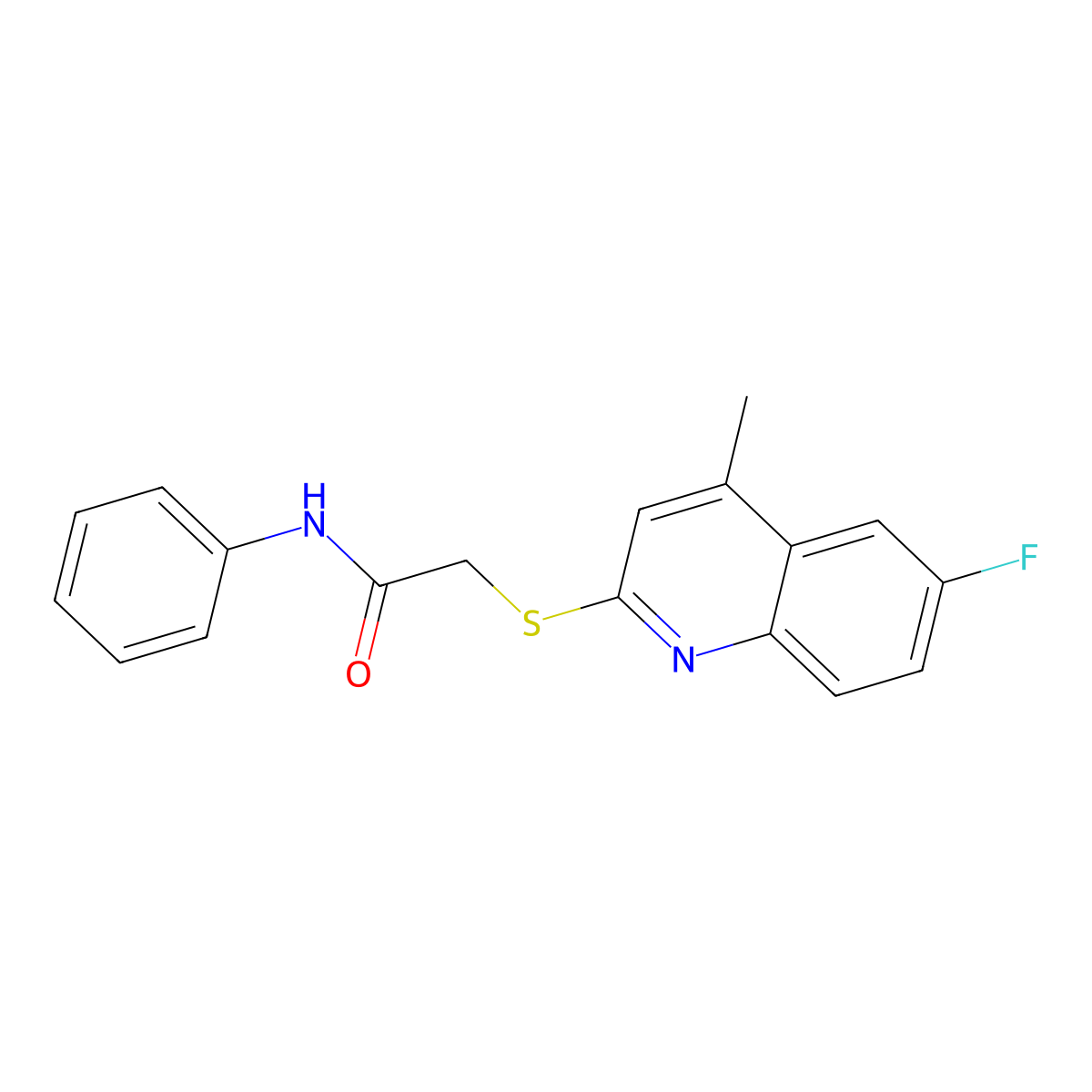 2-((6-fluoro-4-methylquinolin-2-yl)thio)-N-phenylacetamide molecular structure, CAS 683780-27-0