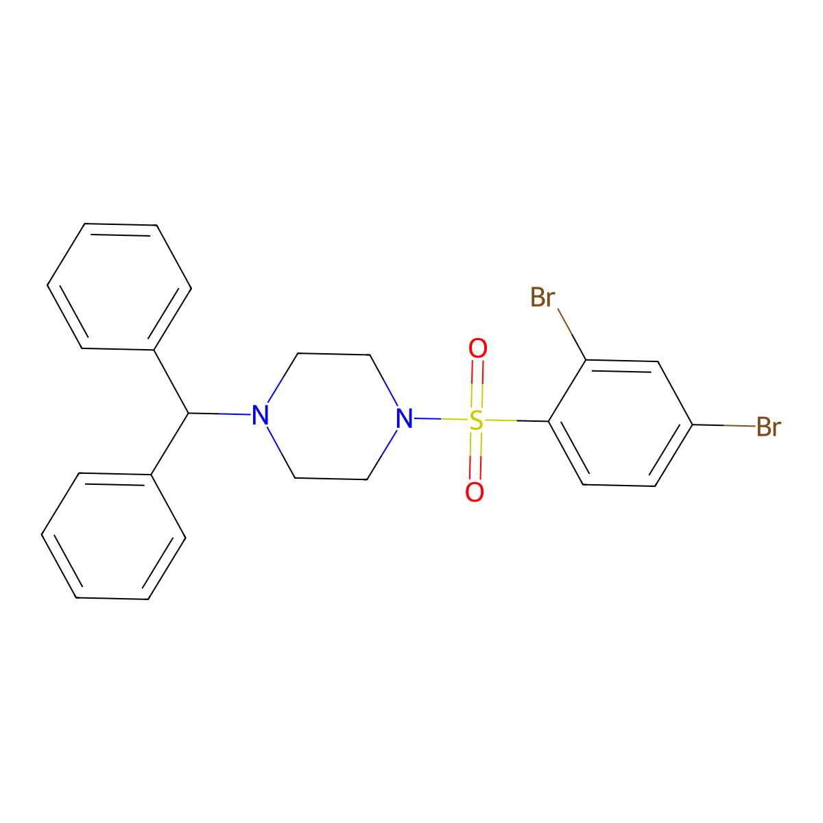 1-(2,4-Dibromobenzenesulfonyl)-4-(diphenylmethyl)piperazine molecular structure, CAS 683780-73-6