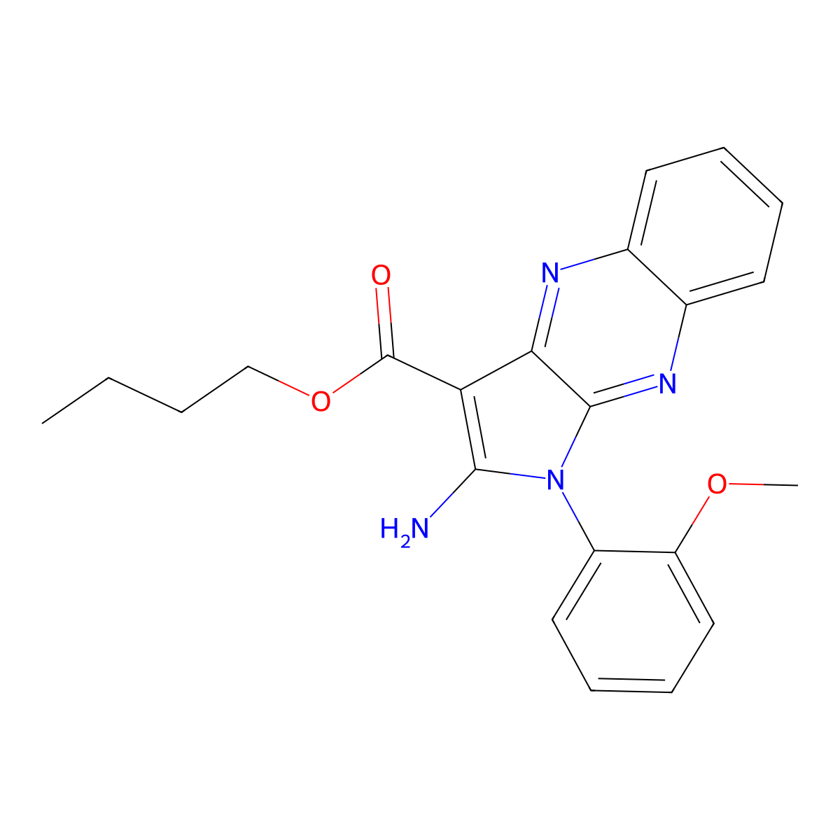 butyl 2-amino-1-(2-methoxyphenyl)-1H-pyrrolo[2,3-b]quinoxaline-3-carboxylate molecular structure, CAS 683781-10-4