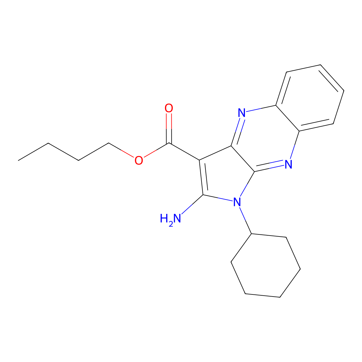 butyl 2-amino-1-cyclohexyl-1H-pyrrolo[2,3-b]quinoxaline-3-carboxylate molecular structure, CAS 683781-22-8