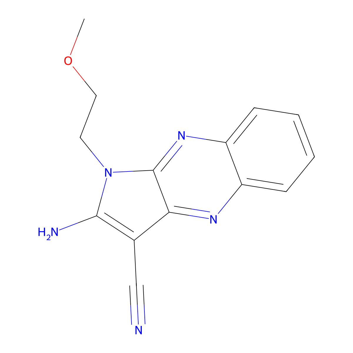 2-amino-1-(2-methoxyethyl)-1H-pyrrolo[2,3-b]quinoxaline-3-carbonitrile molecular structure, CAS 683781-30-8