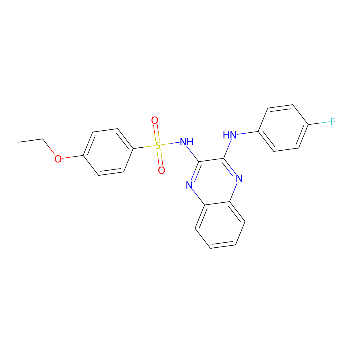 4-ethoxy-N-{3-[(4-fluorophenyl)amino]quinoxalin-2-yl}benzene-1-sulfonamide molecular structure, CAS 683782-91-4