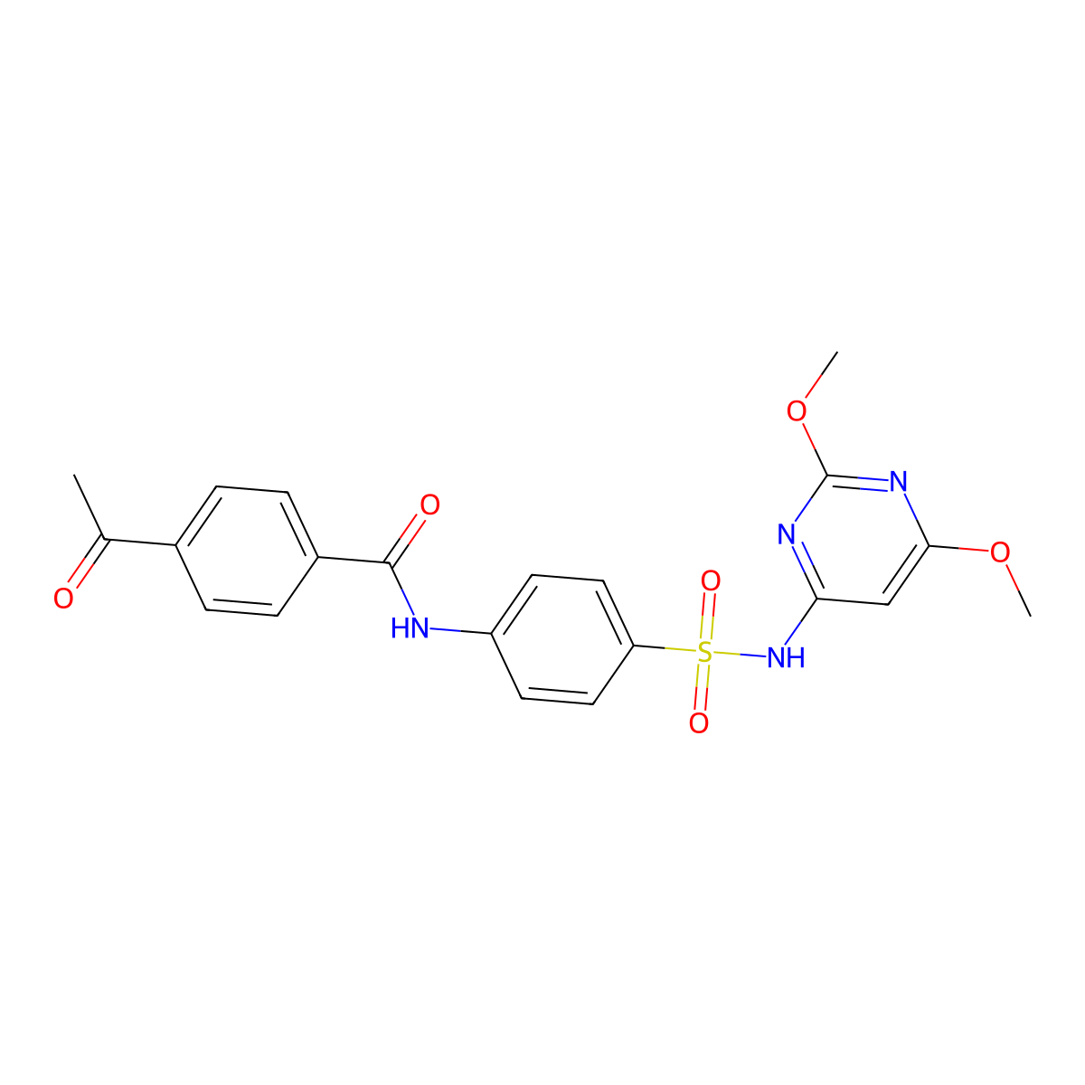 4-Acetyl-N-{4-[(2,6-dimethoxypyrimidin-4-YL)sulfamoyl]phenyl}benzamide molecular structure, CAS 683783-92-8