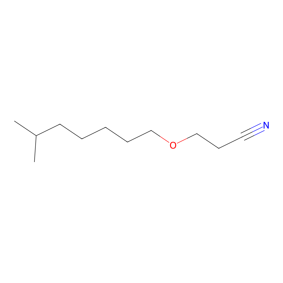 Propanenitrile, 3-(isooctyloxy)- molecular structure, CAS 68379-11-3