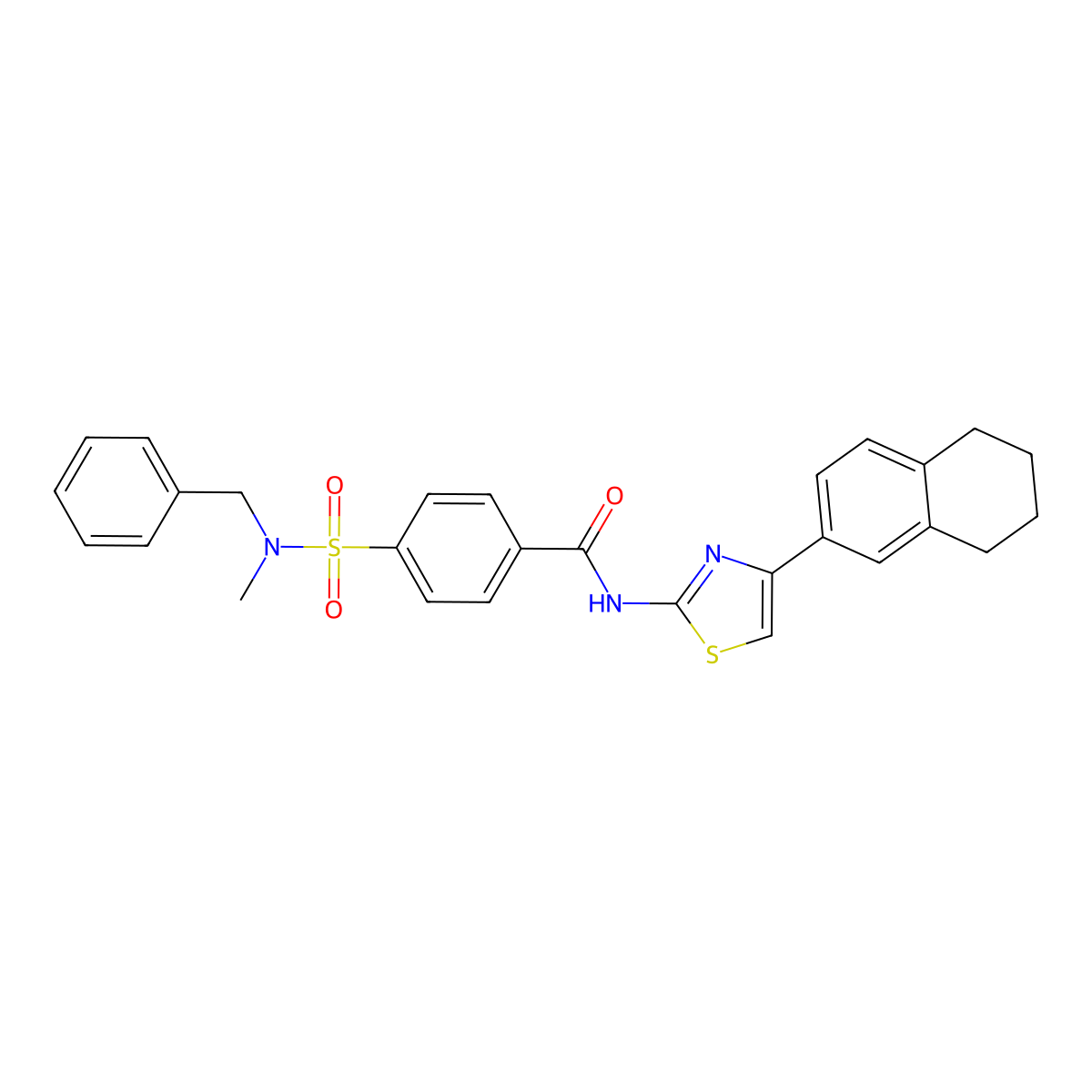 4-[benzyl(methyl)sulfamoyl]-N-[4-(5,6,7,8-tetrahydronaphthalen-2-yl)-1,3-thiazol-2-yl]benzamide molecular structure, CAS 683790-85-4