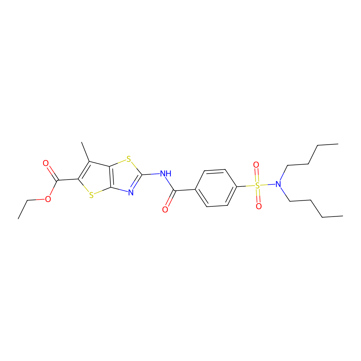 ethyl 2-(4-(N,N-dibutylsulfamoyl)benzamido)-6-methylthieno[2,3-d]thiazole-5-carboxylate molecular structure, CAS 683790-95-6