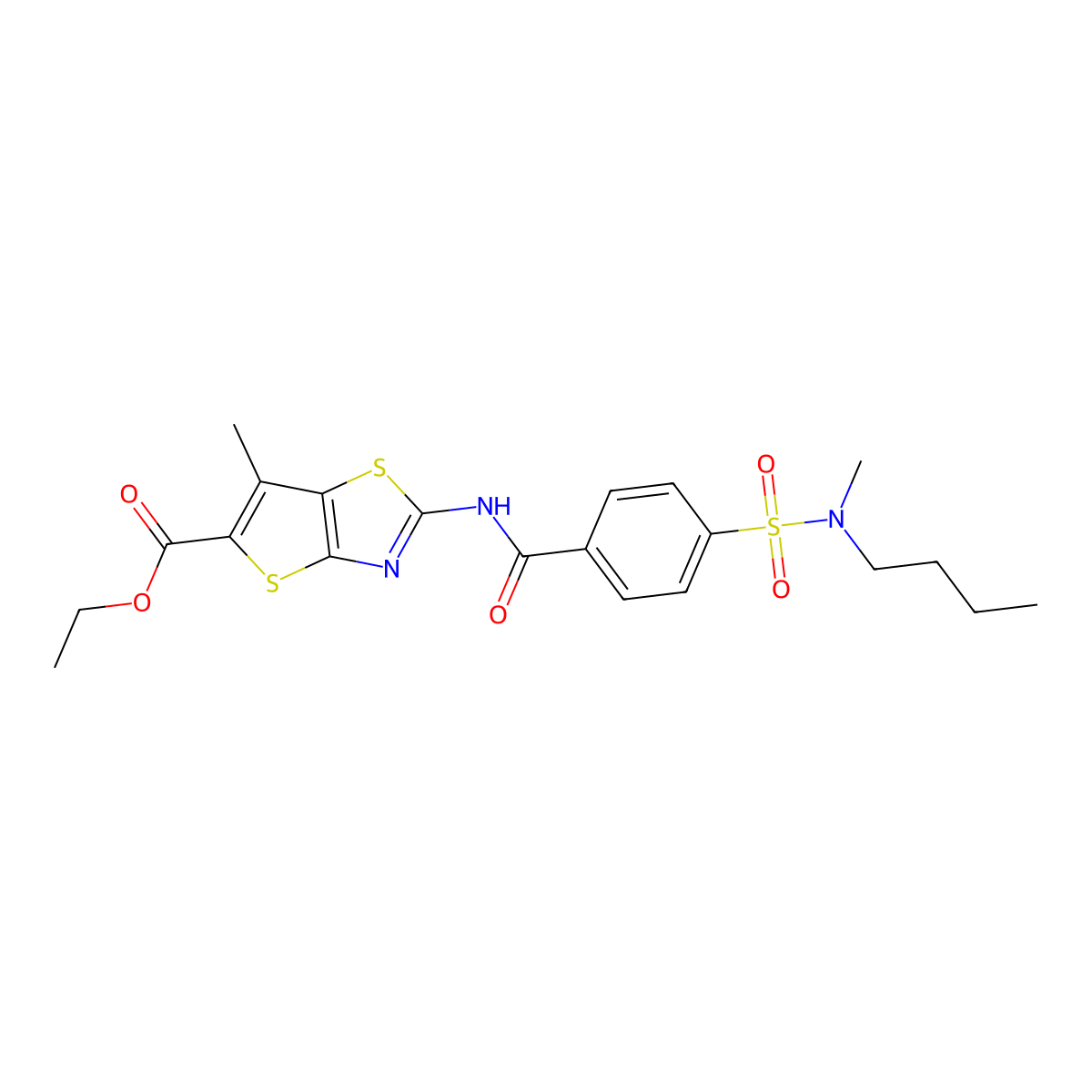ethyl 2-(4-(N-butyl-N-methylsulfamoyl)benzamido)-6-methylthieno[2,3-d]thiazole-5-carboxylate molecular structure, CAS 683790-96-7