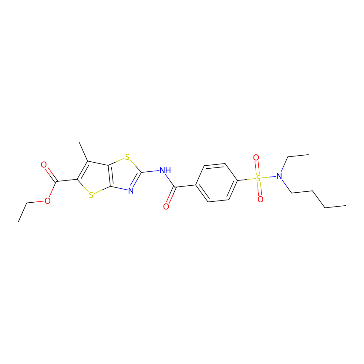 ethyl 2-(4-(N-butyl-N-ethylsulfamoyl)benzamido)-6-methylthieno[2,3-d]thiazole-5-carboxylate molecular structure, CAS 683790-97-8