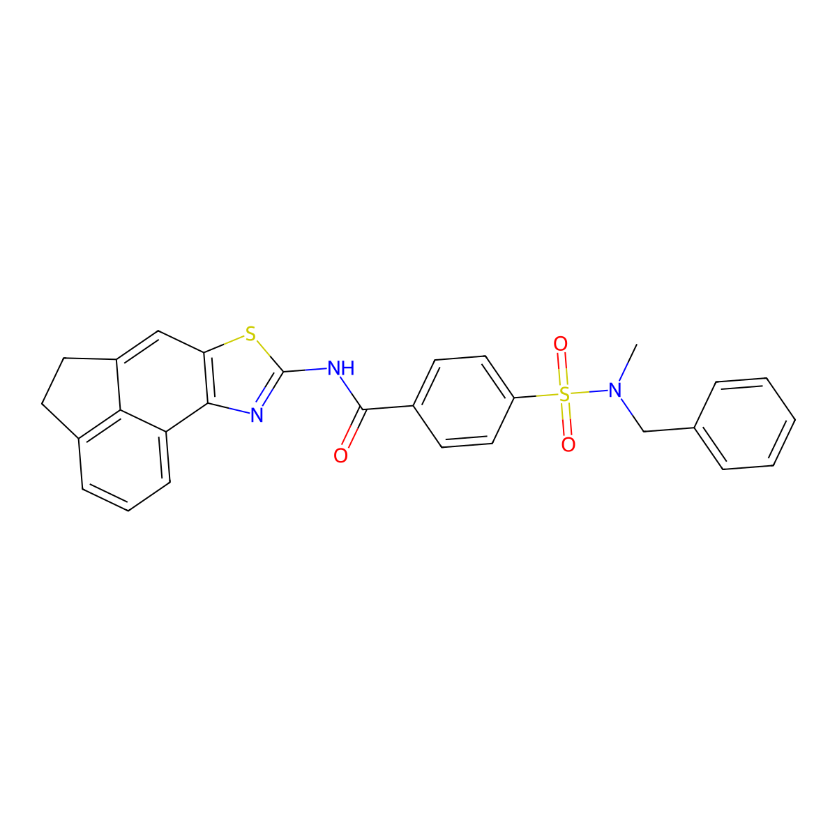 4-[benzyl(methyl)sulfamoyl]-N-{5-thia-3-azatetracyclo[6.6.1.0^{2,6}.0^{11,15}]pentadeca-1(15),2(6),3,7,11,13-hexaen-4-yl}benzamide molecular structure, CAS 683791-34-6