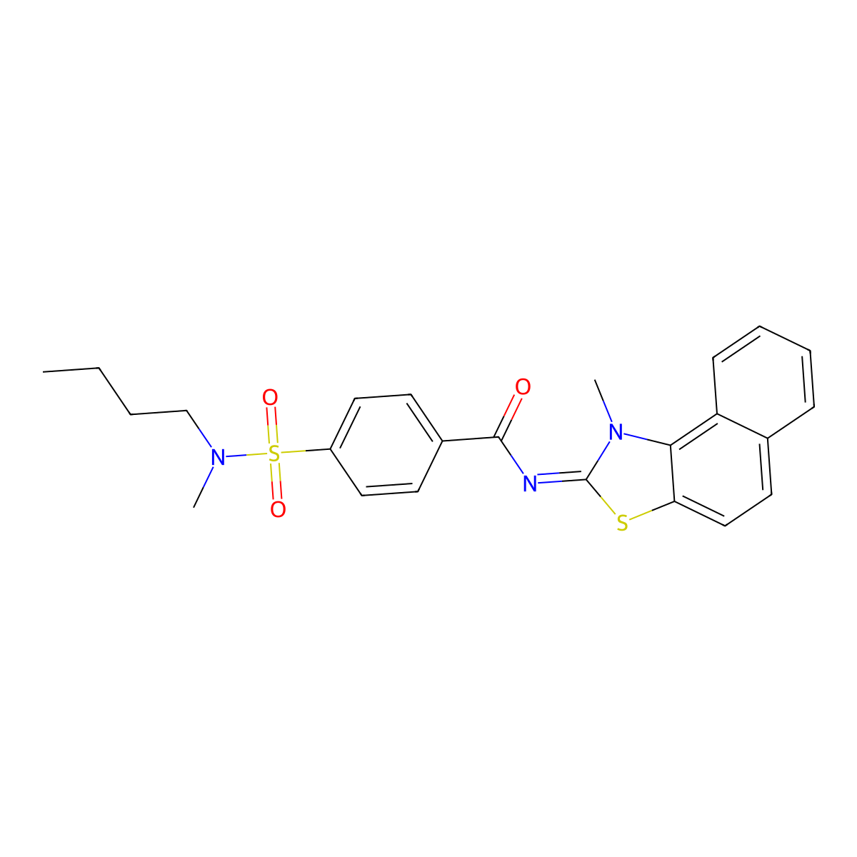 (Z)-4-(N-butyl-N-methylsulfamoyl)-N-(1-methylnaphtho[1,2-d]thiazol-2(1H)-ylidene)benzamide molecular structure, CAS 683791-44-8