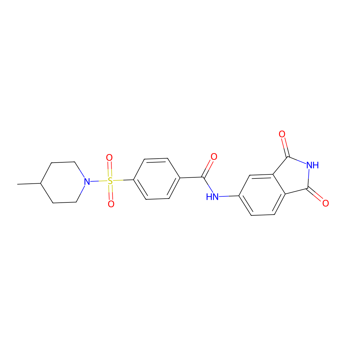 N-(1,3-dioxoisoindolin-5-yl)-4-((4-methylpiperidin-1-yl)sulfonyl)benzamide molecular structure, CAS 683791-63-1