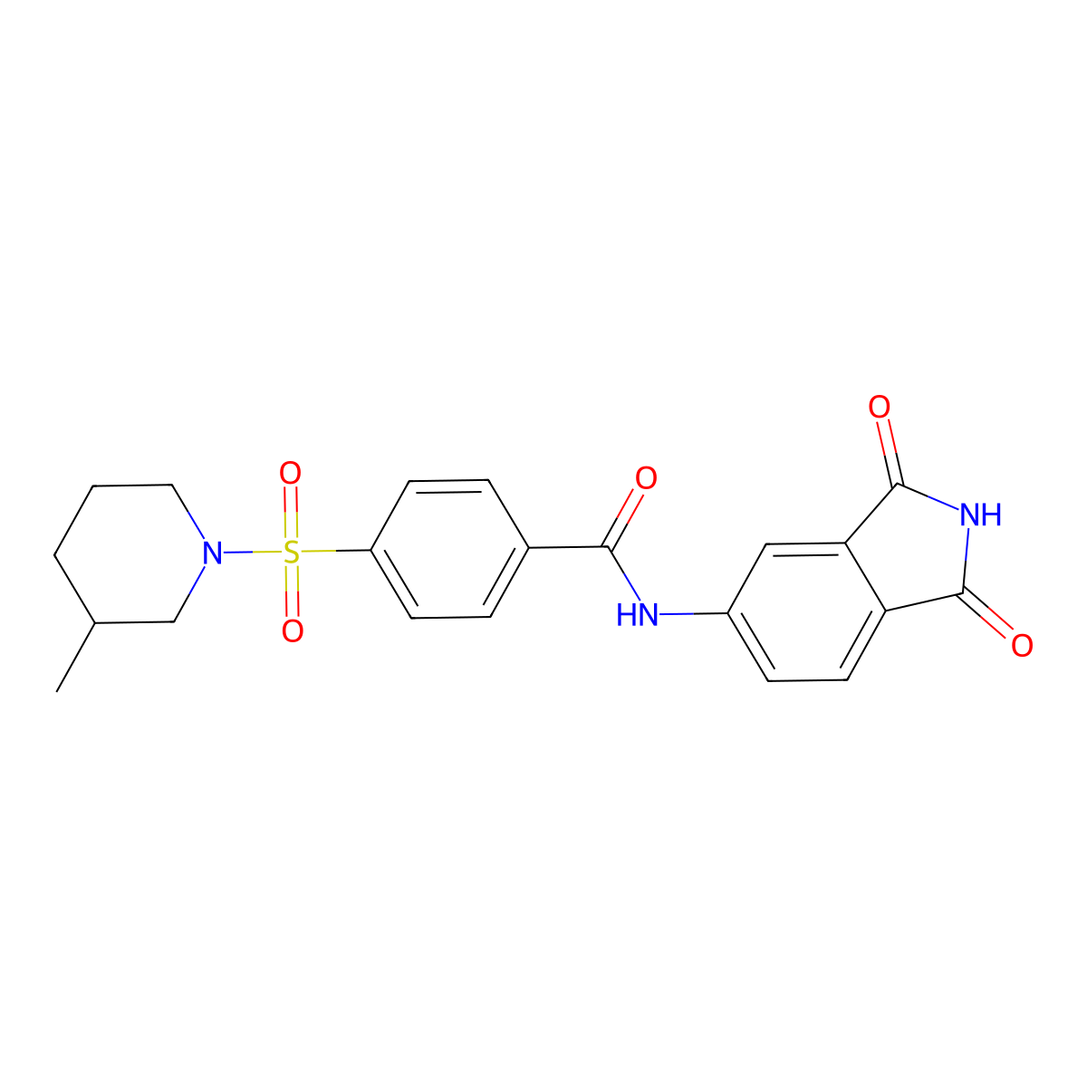 N-(1,3-dioxoisoindolin-5-yl)-4-((3-methylpiperidin-1-yl)sulfonyl)benzamide molecular structure, CAS 683791-64-2