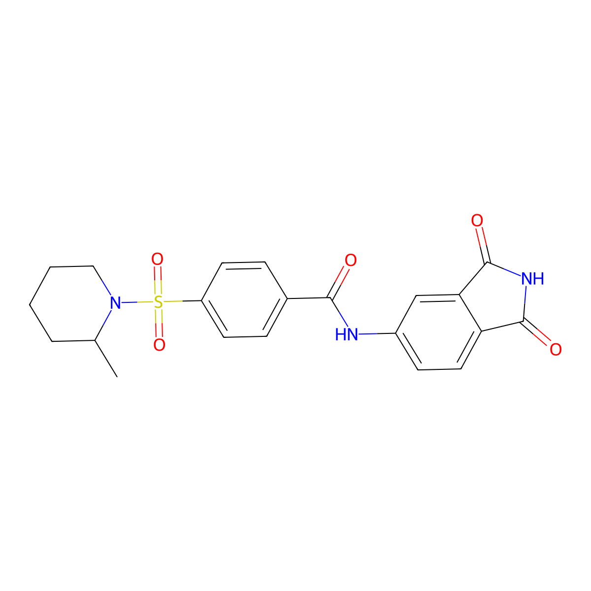 N-(1,3-dioxoisoindolin-5-yl)-4-((2-methylpiperidin-1-yl)sulfonyl)benzamide molecular structure, CAS 683791-65-3