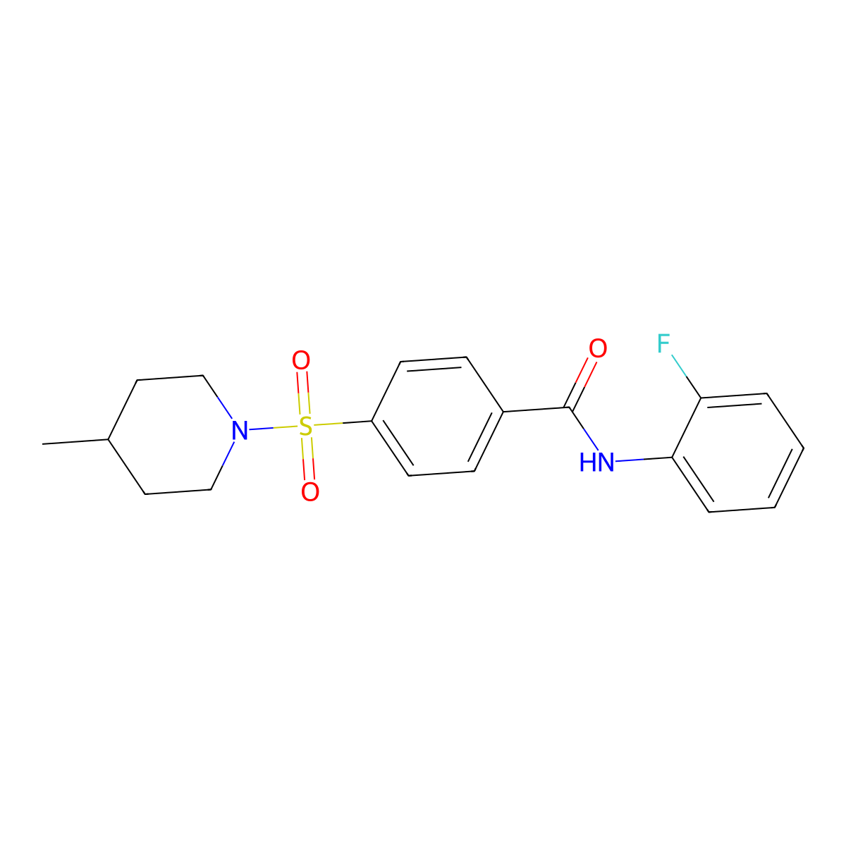 N-(2-fluorophenyl)-4-((4-methylpiperidin-1-yl)sulfonyl)benzamide molecular structure, CAS 683791-90-4