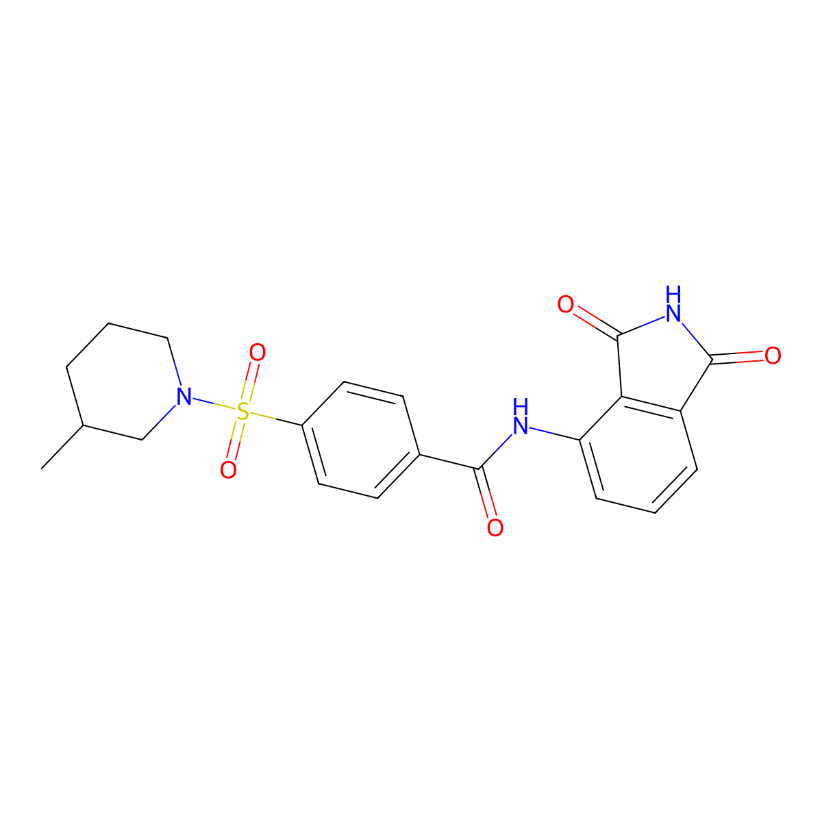 N-(1,3-dioxoisoindolin-4-yl)-4-((3-methylpiperidin-1-yl)sulfonyl)benzamide molecular structure, CAS 683792-06-5