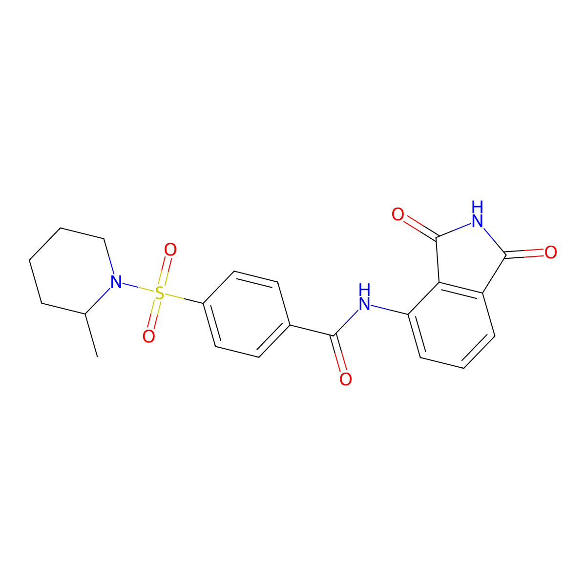 N-(1,3-dioxoisoindol-4-yl)-4-(2-methylpiperidin-1-yl)sulfonylbenzamide molecular structure, CAS 683792-07-6
