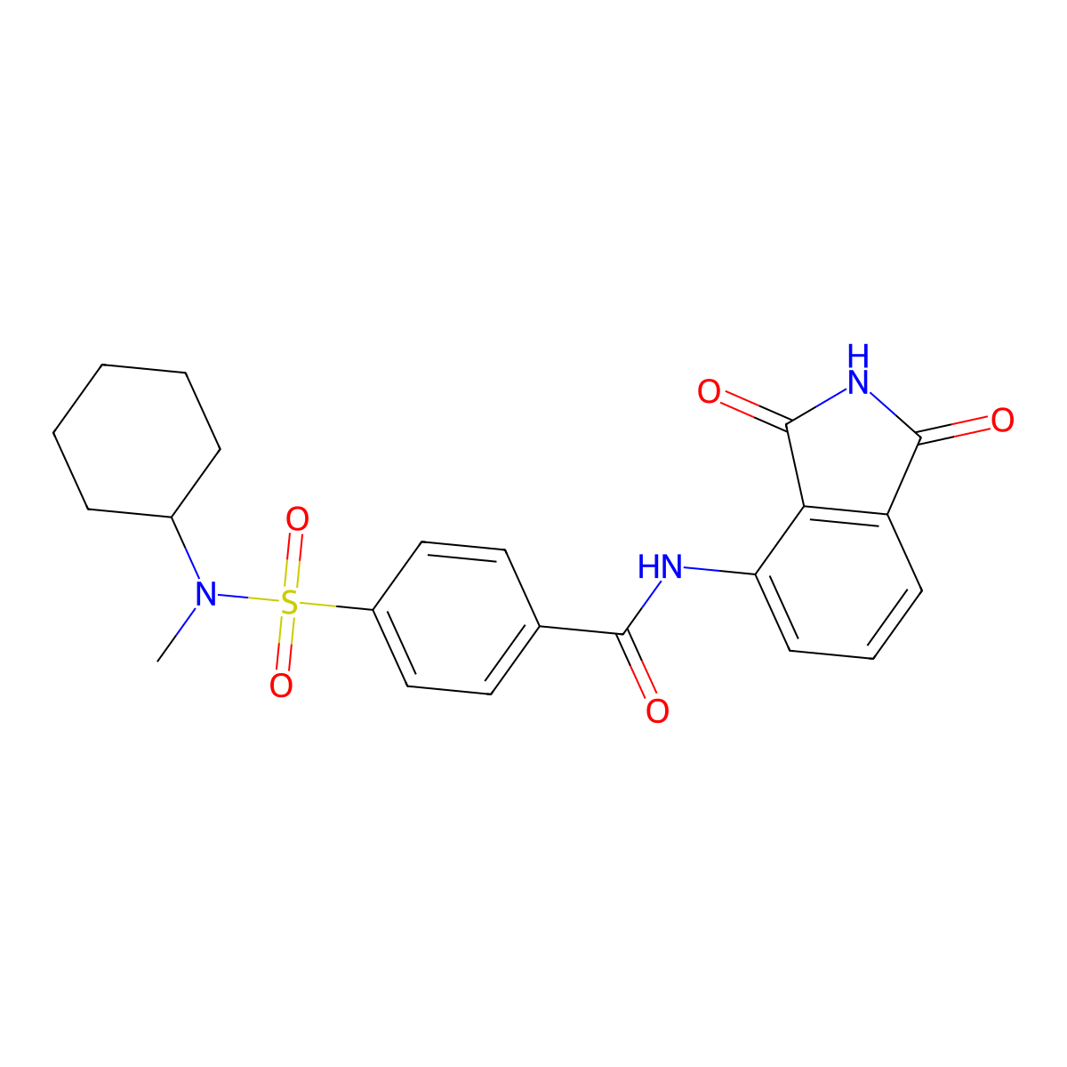 4-(N-cyclohexyl-N-methylsulfamoyl)-N-(1,3-dioxoisoindolin-4-yl)benzamide molecular structure, CAS 683792-12-3