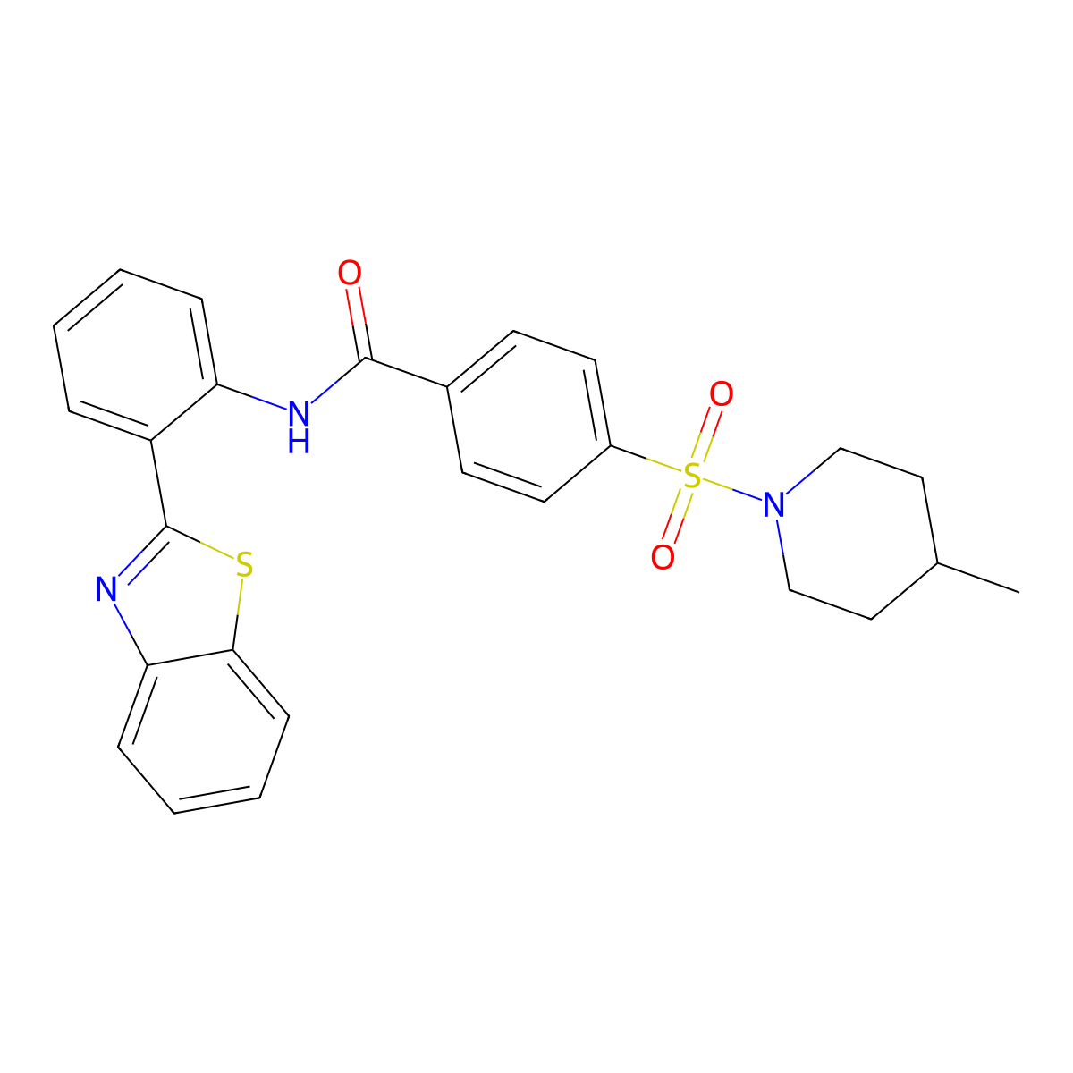N-(2-(benzo[d]thiazol-2-yl)phenyl)-4-((4-methylpiperidin-1-yl)sulfonyl)benzamide molecular structure, CAS 683792-29-2