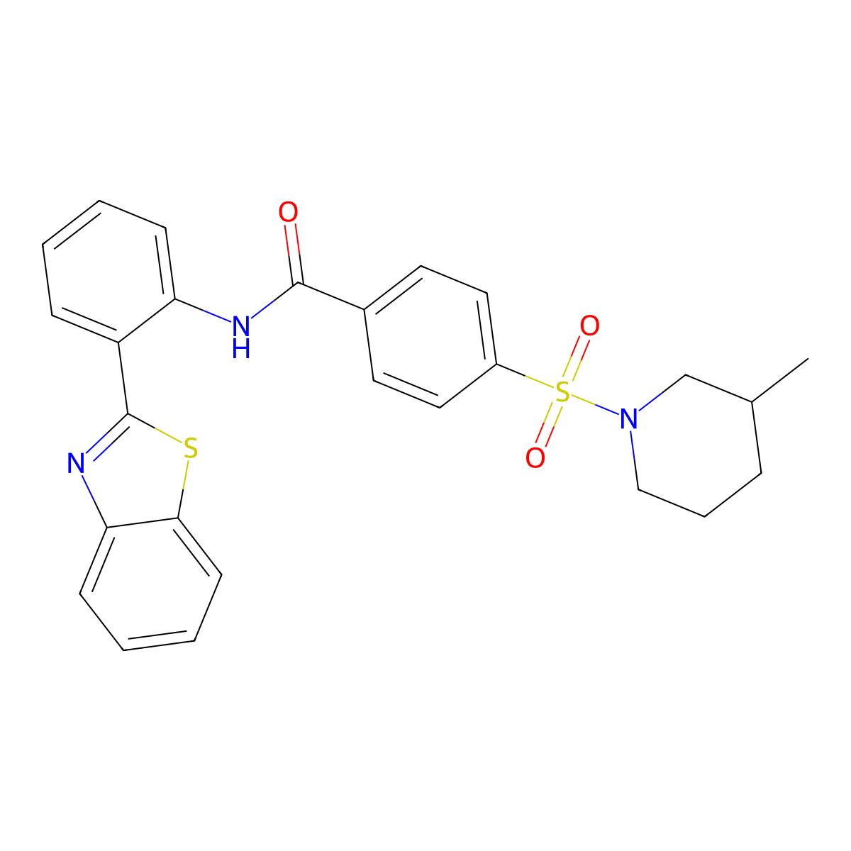 N-(2-(benzo[d]thiazol-2-yl)phenyl)-4-((3-methylpiperidin-1-yl)sulfonyl)benzamide molecular structure, CAS 683792-30-5