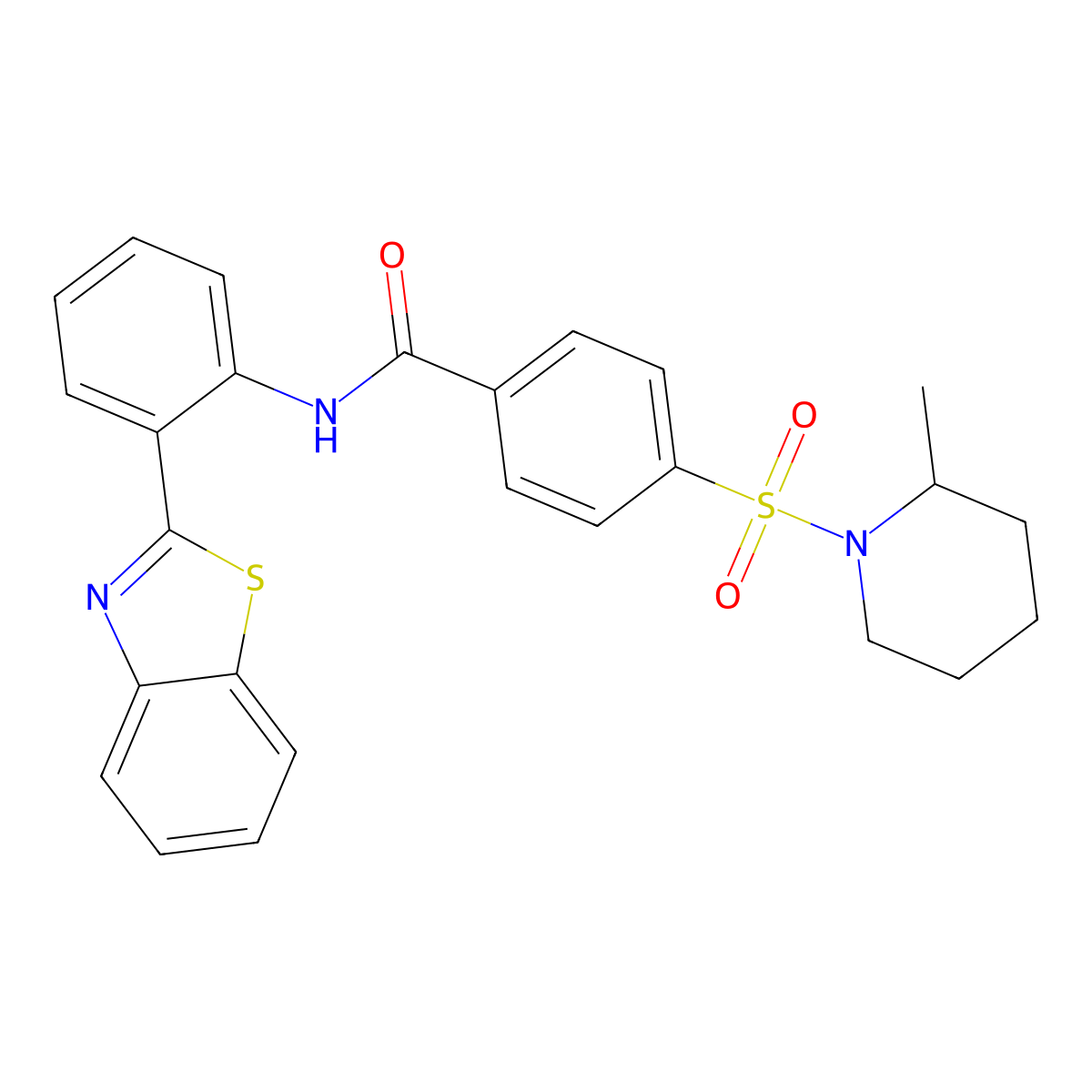 N-(2-(benzo[d]thiazol-2-yl)phenyl)-4-((2-methylpiperidin-1-yl)sulfonyl)benzamide molecular structure, CAS 683792-31-6