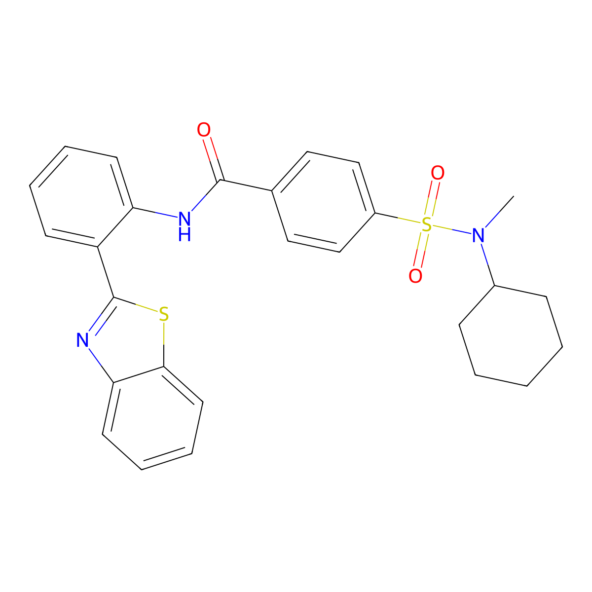 N-[2-(1,3-benzothiazol-2-yl)phenyl]-4-[cyclohexyl(methyl)sulfamoyl]benzamide molecular structure, CAS 683792-36-1