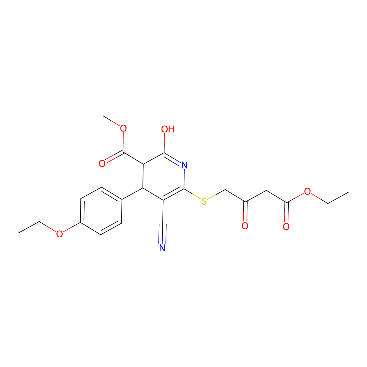 Methyl 5-cyano-6-[(4-ethoxy-2,4-dioxobutyl)sulfanyl]-4-(4-ethoxyphenyl)-2-oxo-1,2,3,4-tetrahydropyridine-3-carboxylate molecular structure, CAS 683794-05-0