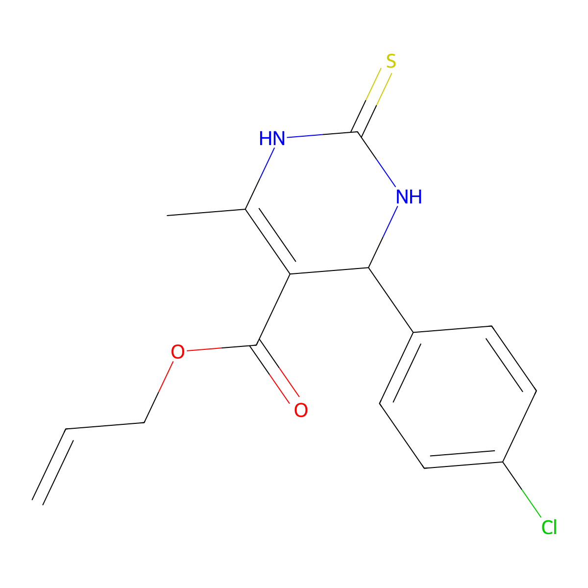 Allyl 4-(4-chlorophenyl)-6-methyl-2-thioxo-1,2,3,4-tetrahydropyrimidine-5-carboxylate molecular structure, CAS 683794-18-5