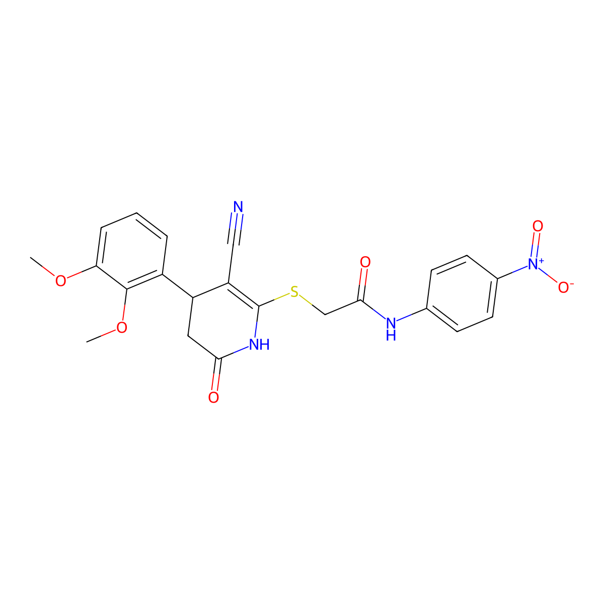 2-{[3-cyano-4-(2,3-dimethoxyphenyl)-6-oxo-1,4,5,6-tetrahydropyridin-2-yl]sulfanyl}-N-(4-nitrophenyl)acetamide molecular structure, CAS 683794-48-1