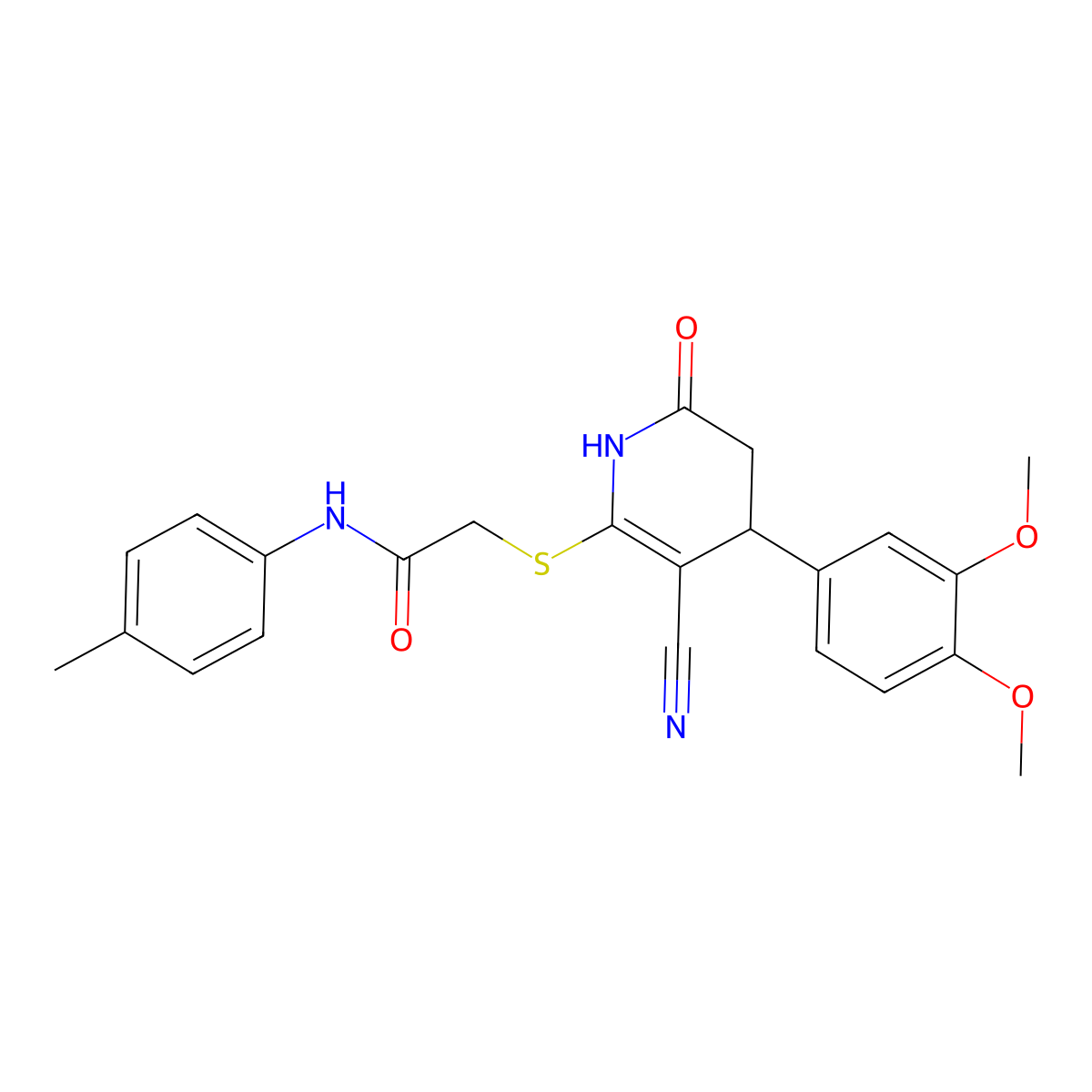 2-{[3-cyano-4-(3,4-dimethoxyphenyl)-6-oxo-1,4,5,6-tetrahydropyridin-2-yl]sulfanyl}-N-(4-methylphenyl)acetamide molecular structure, CAS 683794-75-4
