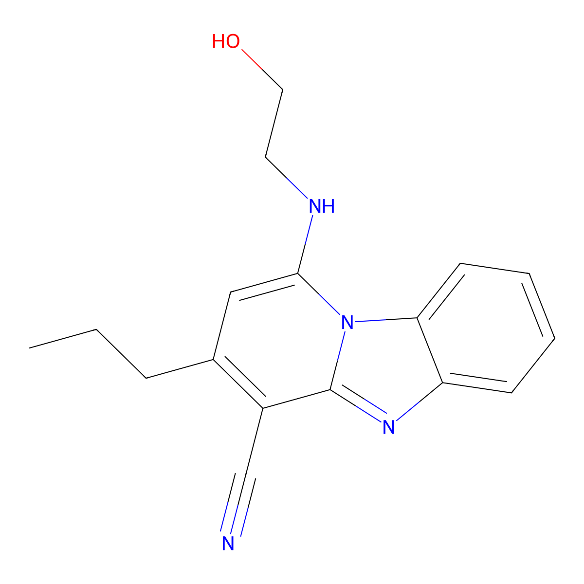 1-(2-Hydroxyethylamino)-3-propylpyrido[1,2-a]benzimidazole-4-carbonitrile molecular structure, CAS 683795-73-5