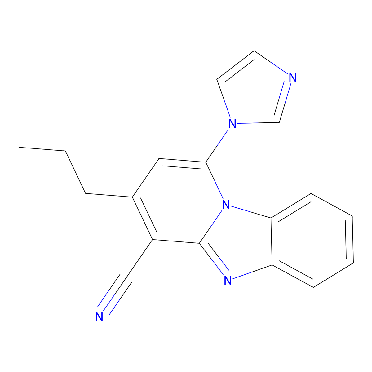1-Imidazol-1-yl-3-propylpyrido[1,2-a]benzimidazole-4-carbonitrile molecular structure, CAS 683795-74-6