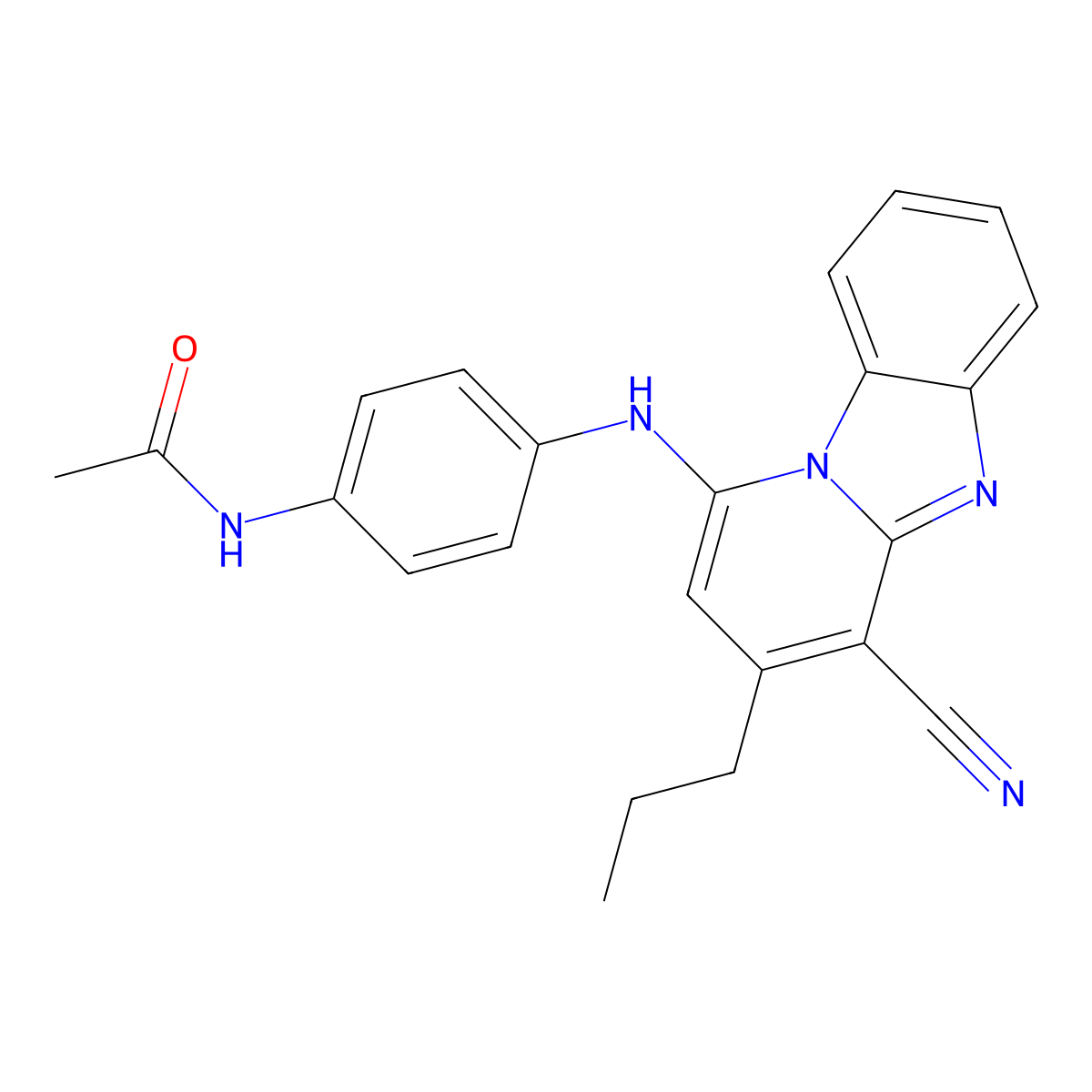 N-{4-[(4-cyano-3-propylpyrido[1,2-a]benzimidazol-1-yl)amino]phenyl}acetamide molecular structure, CAS 683795-75-7
