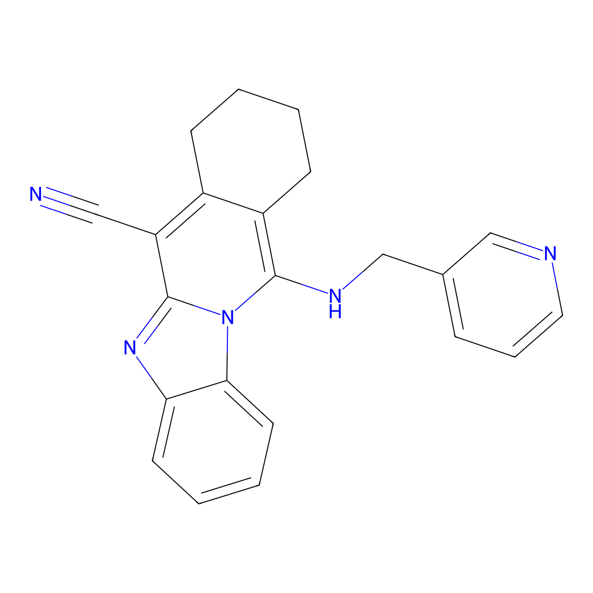 11-(Pyridin-3-ylmethylamino)-7,8,9,10-tetrahydrobenzimidazolo[1,2-b]isoquinoline-6-carbonitrile molecular structure, CAS 683796-12-5
