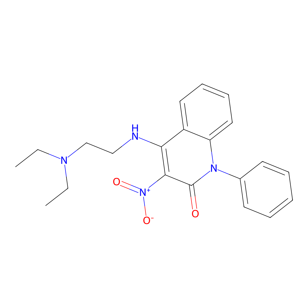 4-((2-(diethylamino)ethyl)amino)-3-nitro-1-phenylquinolin-2(1H)-one molecular structure, CAS 683797-53-7