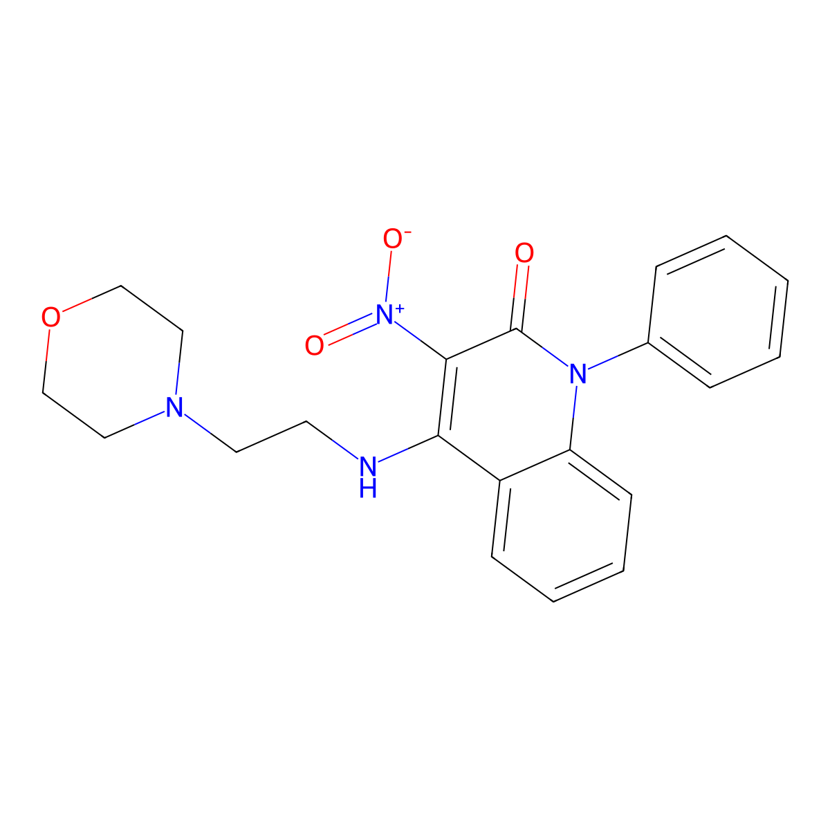4-((2-morpholinoethyl)amino)-3-nitro-1-phenylquinolin-2(1H)-one molecular structure, CAS 683797-54-8