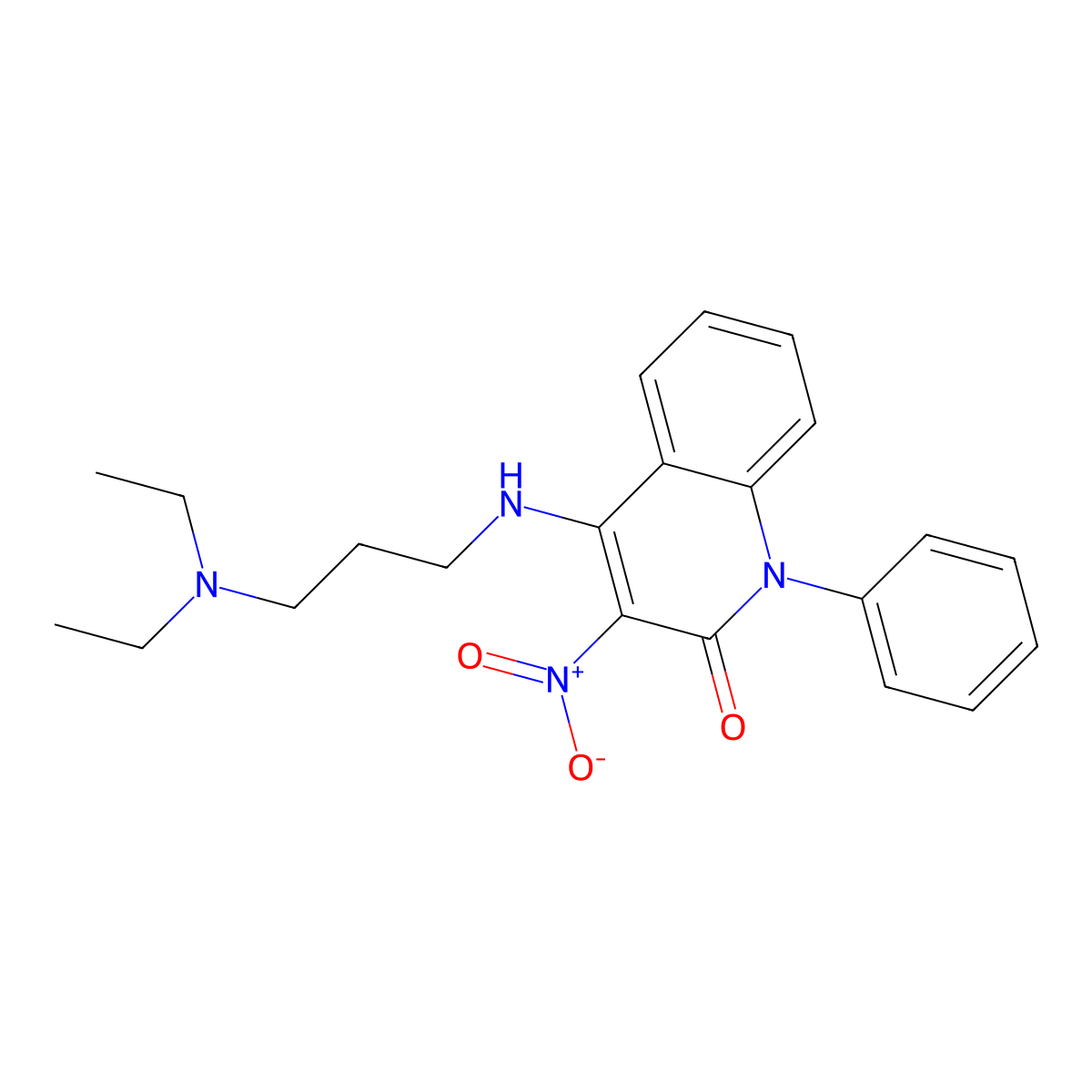 4-((3-(diethylamino)propyl)amino)-3-nitro-1-phenylquinolin-2(1H)-one molecular structure, CAS 683797-59-3