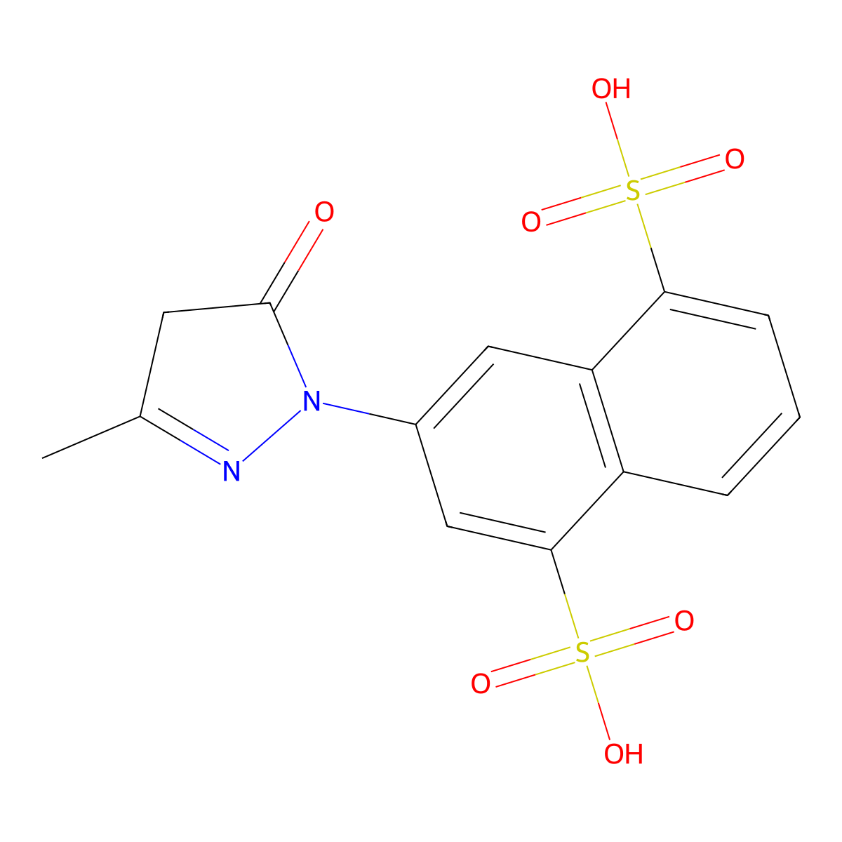 1,5-Naphthalenedisulfonic acid, 3-(4,5-dihydro-3-methyl-5-oxo-1H-pyrazol-1-yl)- molecular structure, CAS 6838-01-3