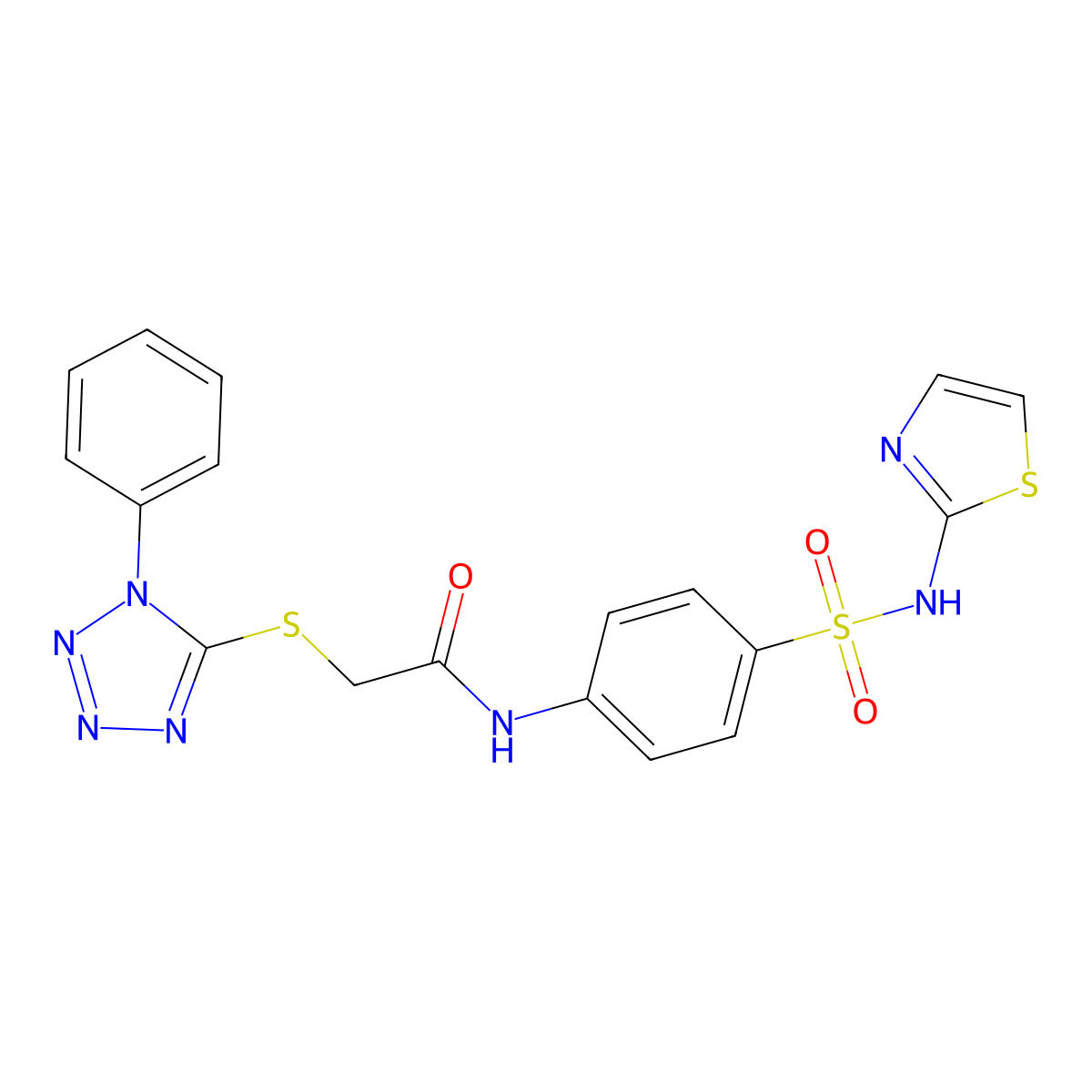 2-(1-phenyltetrazol-5-yl)sulfanyl-N-[4-(1,3-thiazol-2-ylsulfamoyl)phenyl]acetamide molecular structure, CAS 683802-23-5