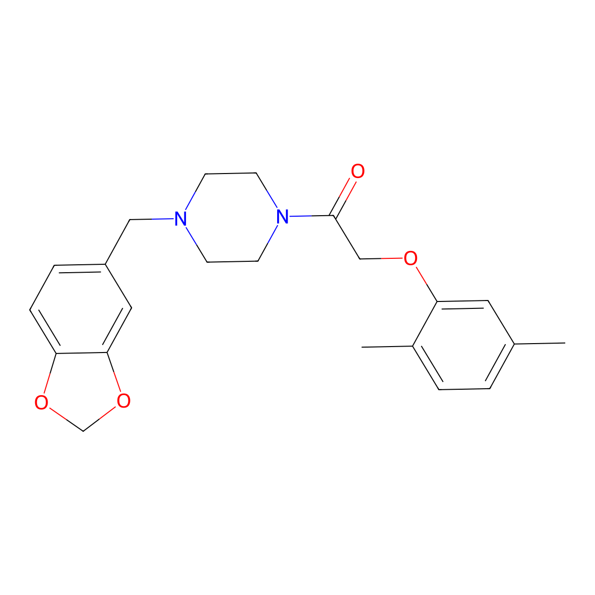 1-[4-(1,3-Benzodioxol-5-ylmethyl)piperazin-1-yl]-2-(2,5-dimethylphenoxy)ethanone molecular structure, CAS 683804-93-5
