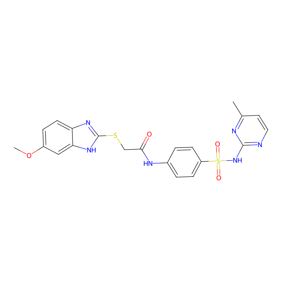2-[(6-methoxy-1H-benzimidazol-2-yl)sulfanyl]-N-[4-[(4-methylpyrimidin-2-yl)sulfamoyl]phenyl]acetamide molecular structure, CAS 683804-94-6