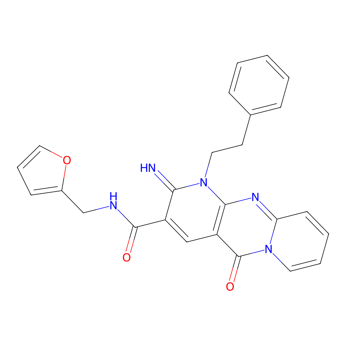 N-(2-furanylmethyl)-2-imino-5-oxo-1-(2-phenylethyl)-3-dipyrido[1,2-d:3',4'-f]pyrimidinecarboxamide molecular structure, CAS 683806-57-7