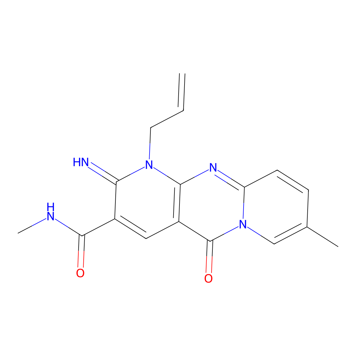 6-imino-N,13-dimethyl-2-oxo-7-(prop-2-en-1-yl)-1,7,9-triazatricyclo[8.4.0.0^{3,8}]tetradeca-3(8),4,9,11,13-pentaene-5-carboxamide molecular structure, CAS 683806-66-8