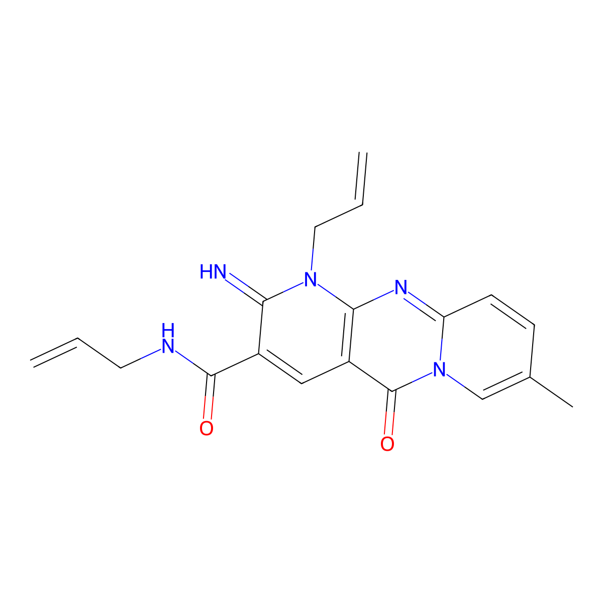2-imino-8-methyl-5-oxo-N,1-di(prop-2-en-1-yl)-1,5-dihydro-2H-dipyrido[1,2-a:2',3'-d]pyrimidine-3-carboxamide molecular structure, CAS 683806-68-0
