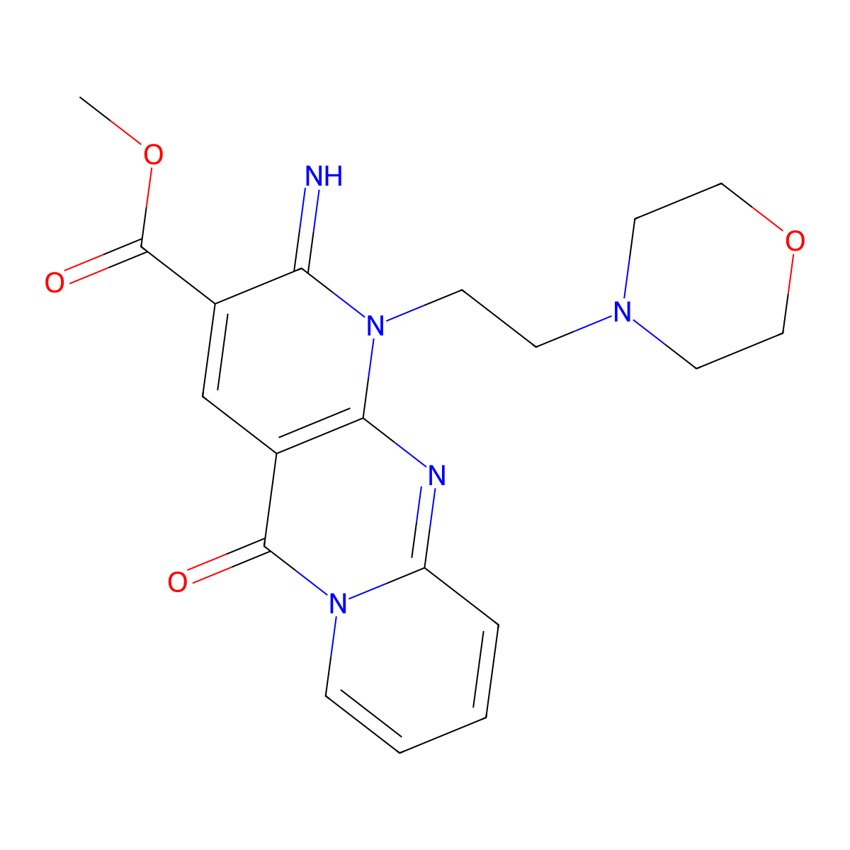 Methyl 6-imino-7-[2-(morpholin-4-yl)ethyl]-2-oxo-1,7,9-triazatricyclo[8.4.0.0^{3,8}]tetradeca-3(8),4,9,11,13-pentaene-5-carboxylate molecular structure, CAS 683806-78-2