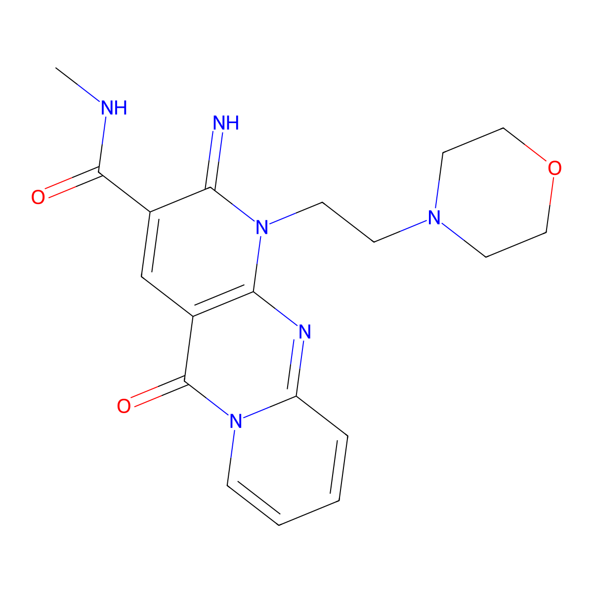 6-imino-N-methyl-7-[2-(morpholin-4-yl)ethyl]-2-oxo-1,7,9-triazatricyclo[8.4.0.0^{3,8}]tetradeca-3(8),4,9,11,13-pentaene-5-carboxamide molecular structure, CAS 683806-80-6