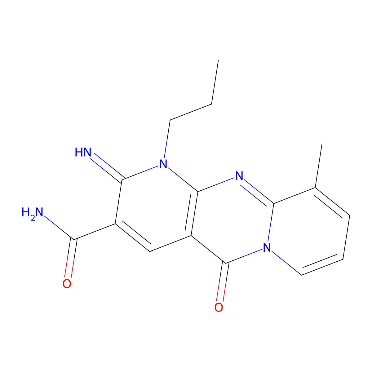 6-Imino-11-methyl-2-oxo-7-propyl-1,7,9-triazatricyclo[8.4.0.0^{3,8}]tetradeca-3(8),4,9,11,13-pentaene-5-carboxamide molecular structure, CAS 683807-03-6