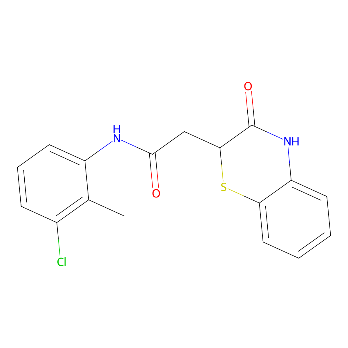 N-(3-Chloro-2-methylphenyl)-2-(3-oxo-3,4-dihydro-2H-1,4-benzothiazin-2-yl)acetamide molecular structure, CAS 683807-34-3