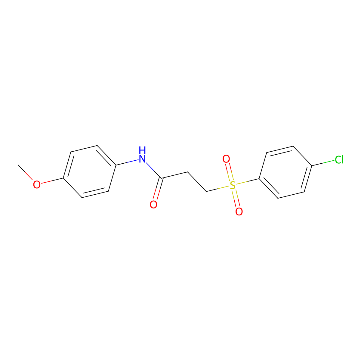 3-(4-chlorophenyl)sulfonyl-N-(4-methoxyphenyl)propanamide molecular structure, CAS 683807-47-8